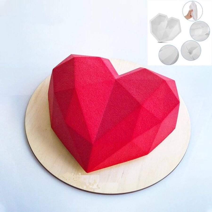 BaykaDecor Cakevorm Diamanten Hart Bakvorm Siliconen Mal Keukenaccessoire DIY Geo Heart 20x22CM Bakken Liefde