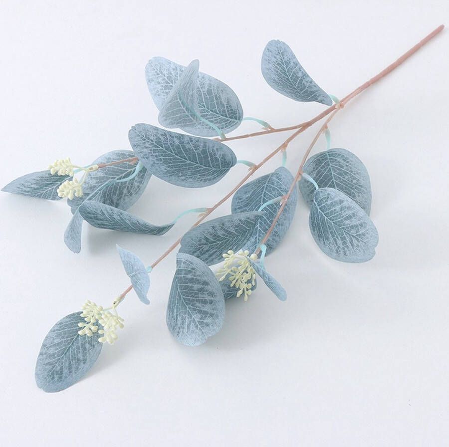 BaykaDecor Luxe Kunst Eucalyptus Tak Woondecoratie Siertak Kunstplanten Kunsttak Bloemstukken Maken Licht Blauw 52 cm
