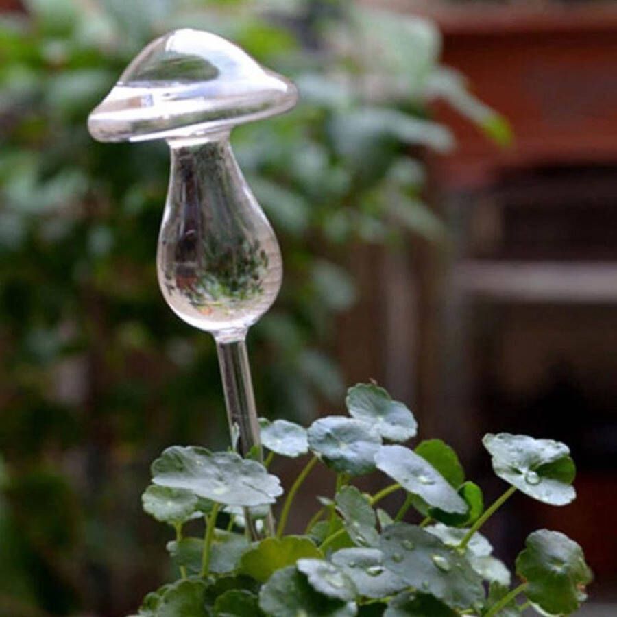 BaykaDecor Waterdruppelaar Plant Van Glas Water Feeder Automatisch Watergeef Systeem Bewateringsysteem Paddenstoel 27 cm