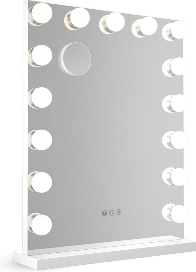 Bayt Hollywood Spiegel met verlichting Make Up Spiegel met Verlichting Spiegel Met Verlichting Dimbaar 10x Vergroting 60x43cm Wit