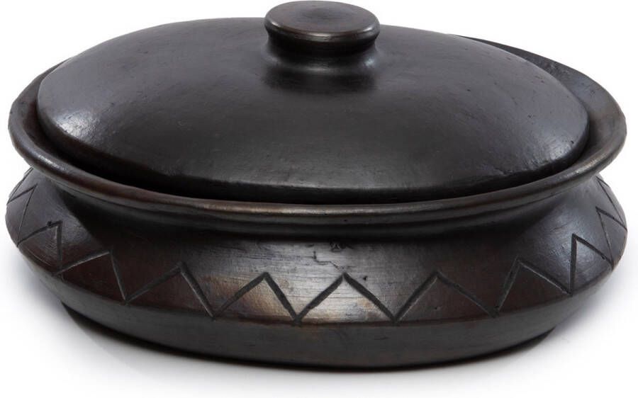 Bazar Bizar De Burned Ovale Pot Met Patroon Zwart