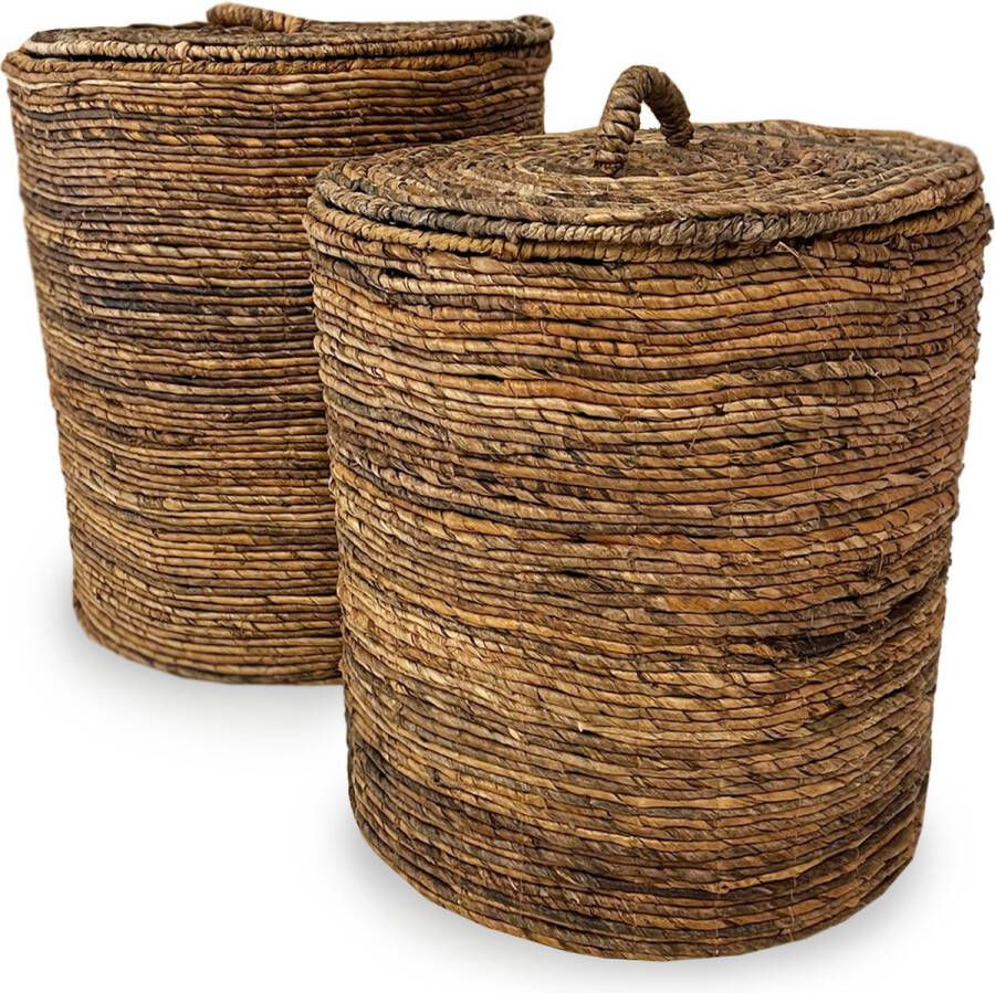 Bazar Bizar Mand Chingon Banana Bananenblad Set van 2 stuks Naturel