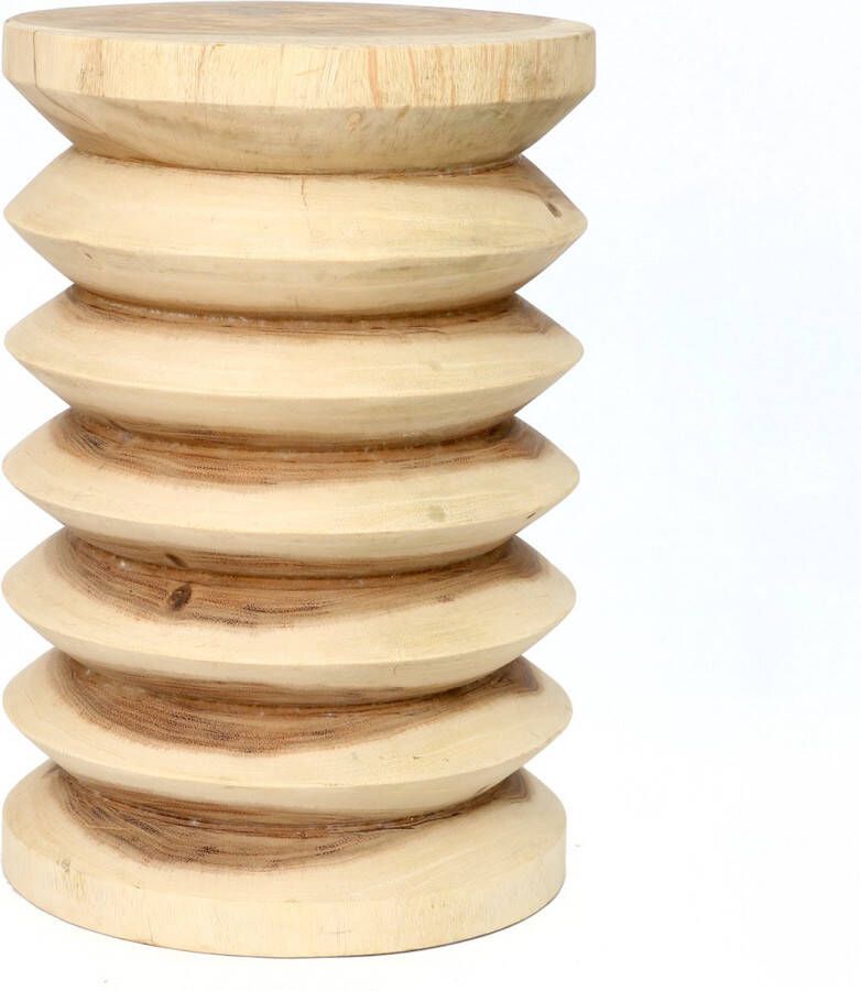 Bazar Bizar De Galapagos Kruk Naturel Massief Teakhout H = 45 cm