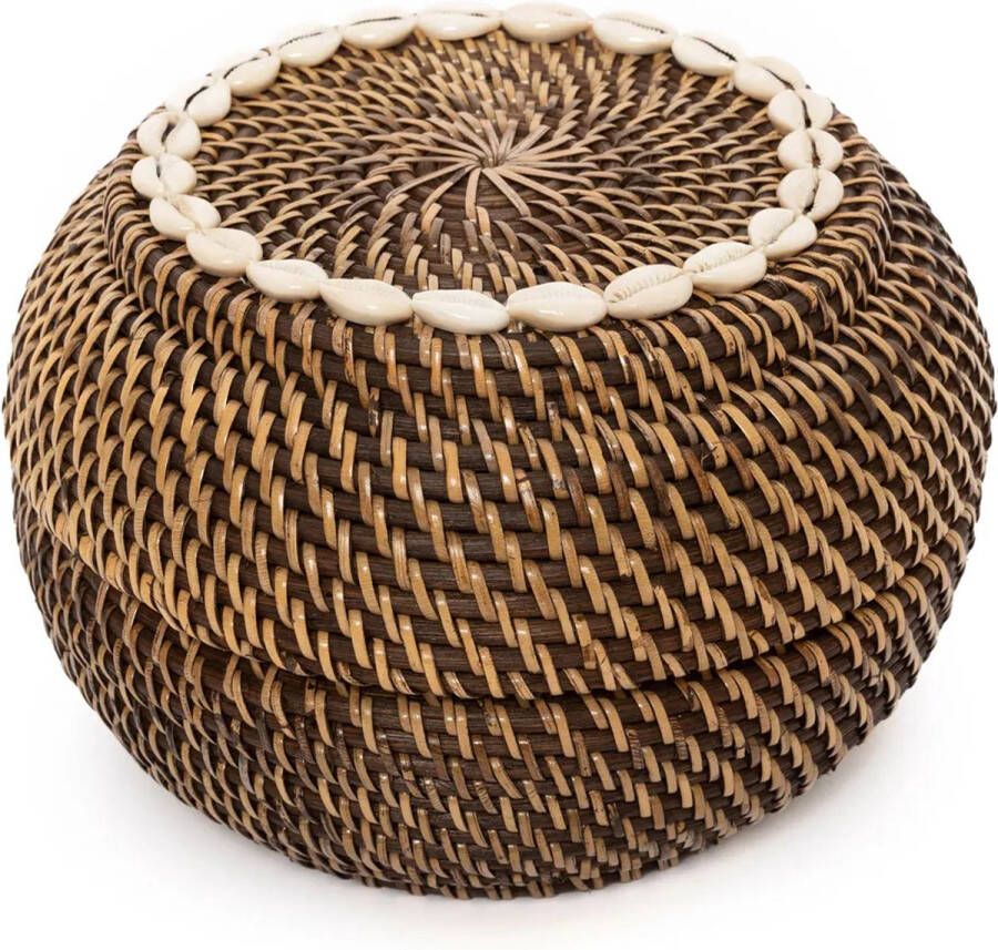 Bazar Bizar Mand Colonial Peek-a-Boo Rattan 18cm hoog Naturel Bruin