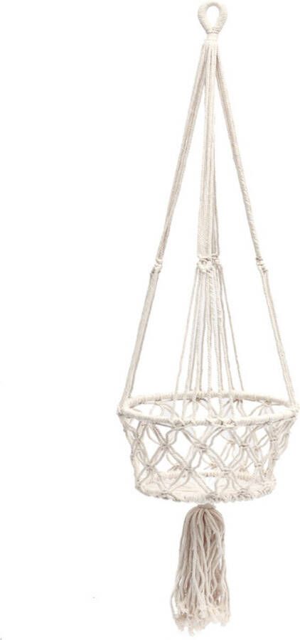 Bazar Bizar Plantenhanger Macrame Katoen en hout 110cm Wit