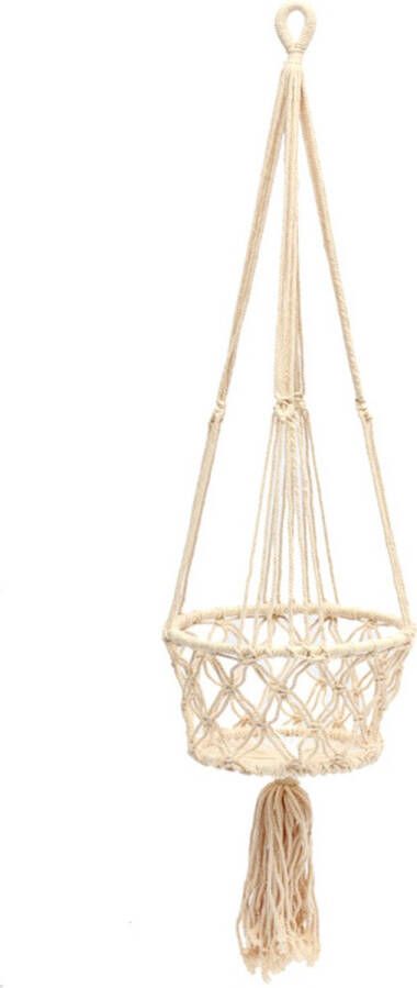 Bazar Bizar Plantenhanger Macrame Katoen 100cm Wit