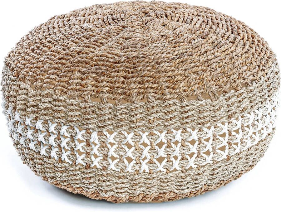 Bazar Bizar Poef Macrame Zeegras 60cm Naturel Wit