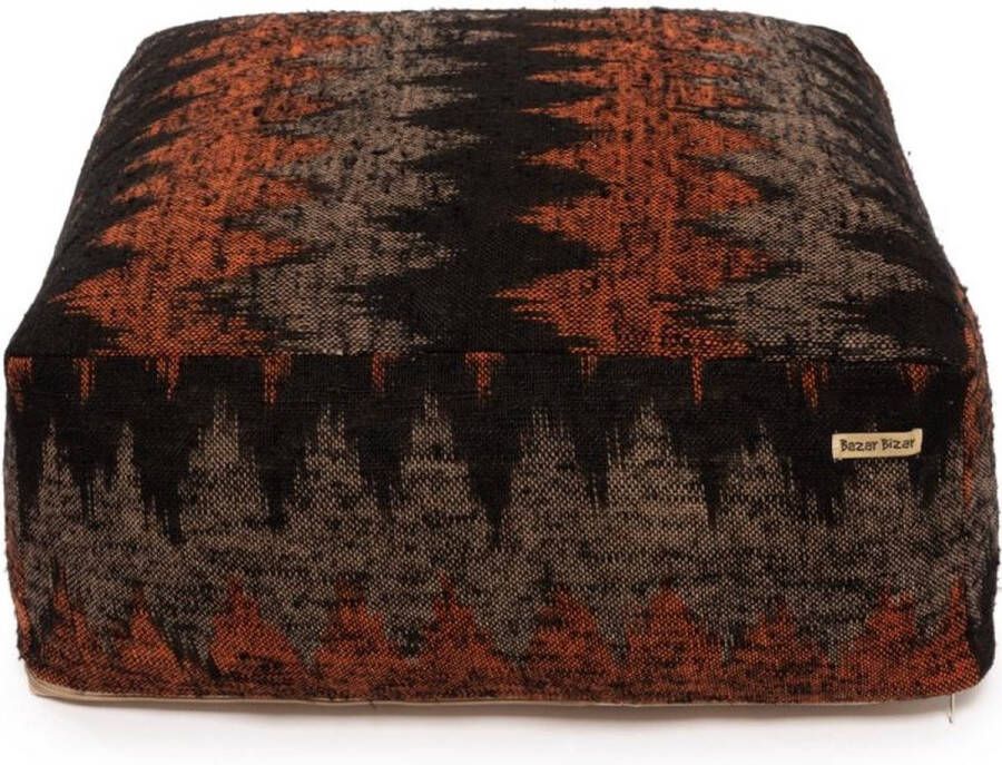 Bazar Bizar Poef Oh My Gee Katoen 60 x 60cm Oranje Zwart