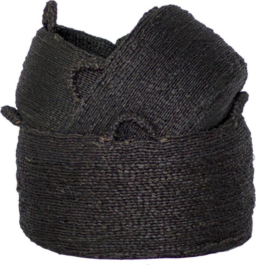 Bazar Bizar Mand Quatre Mains Zeegras Set van 3 stuks Zwart