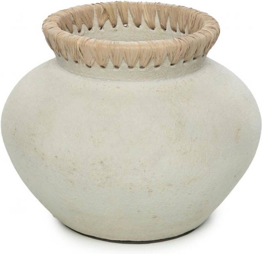 Bazar Bizar Vaas Styly Terracotta en raffia Beton Grijs