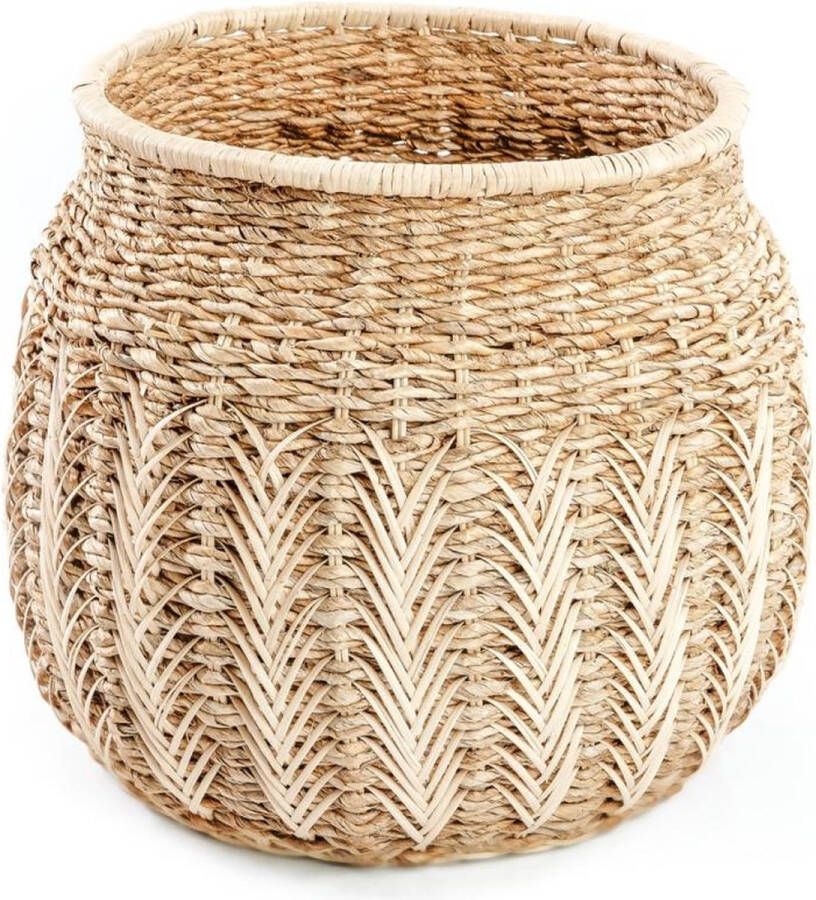 Bazar Bizar Mand Luziru Bananenblad en rattan 33cm hoog Naturel