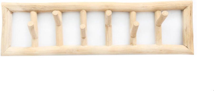 Bazar Bizar Kapstok Island Teakhout Met 6 haken Naturel