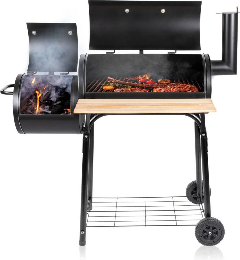 BBQ Collection 2-in-1 Smoker BBQ Houtskool Barbeque Buitenkeuken Barbecue Grill en Smokerbarbecues 104 x 58 x 114 cm