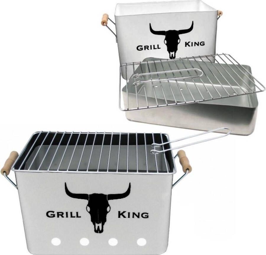 BBQ Collection Grill King Metalen Retro Barbecue Met Handgrepen 30x20x20cm