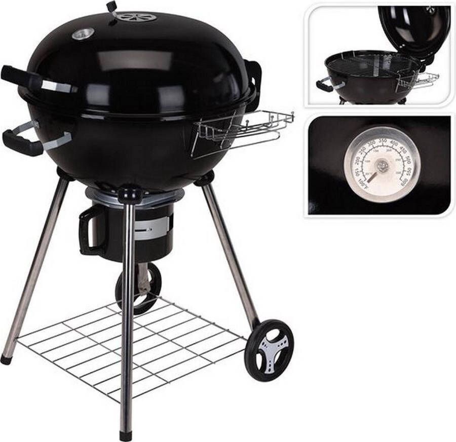 Vaggan BBQ barbecue rond met wielen zwart staal 86 x 57 x 99 cm