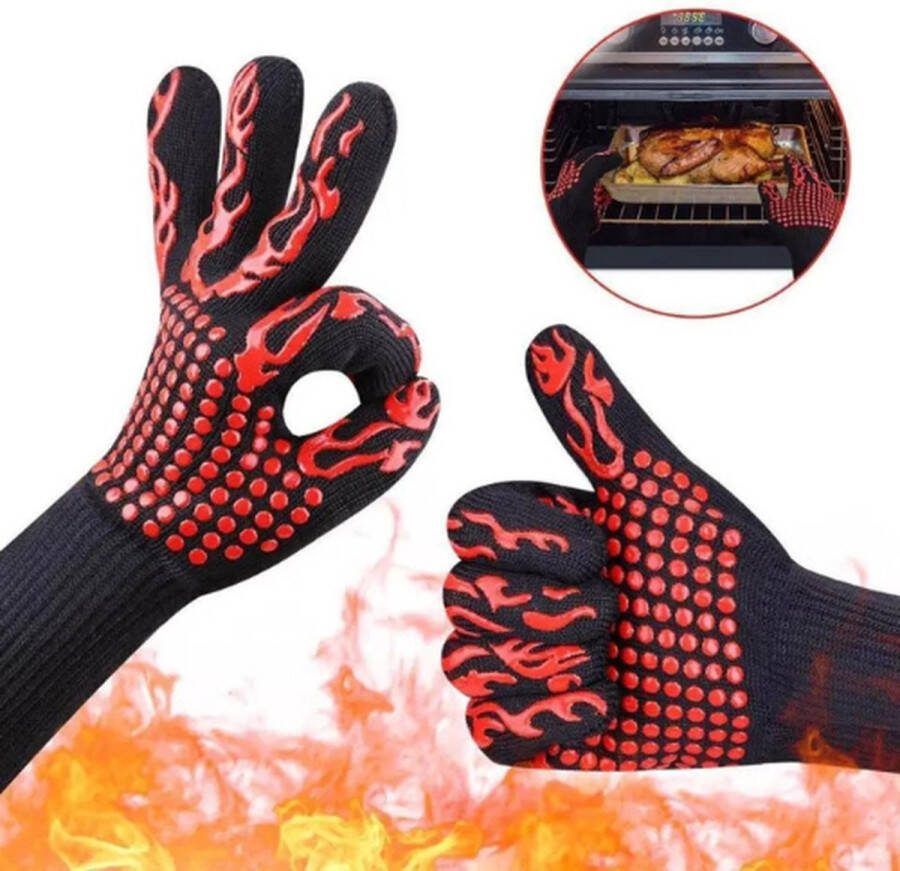 BBQBuddies Barbecue Handschoenen 1 Stuk Rood Ovenwanten Ovenhandschoenen