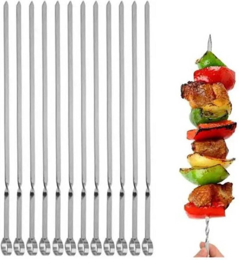 BBQBuddies Barbecue Spiezen 12 stuks BBQ Spiezen Vleespennen 40 CM Inclusief Opberghoes