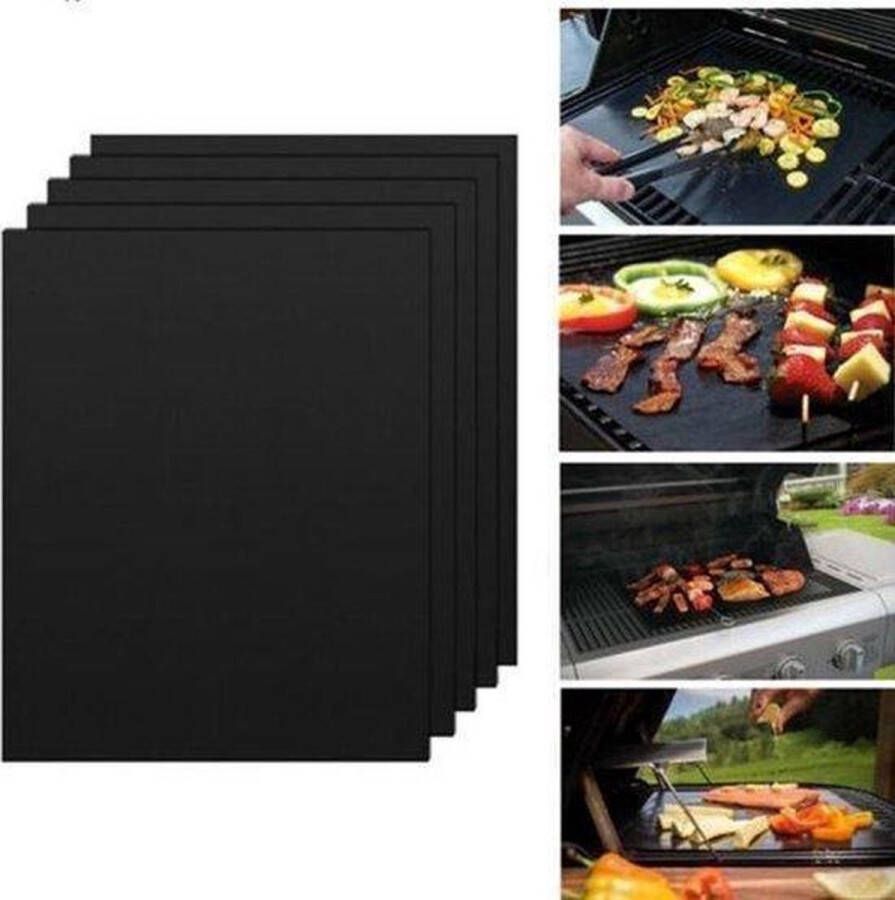 BBQBuddies BBQ Mat Grill Mat Barbecue Mat Anti Aanbakmat Ovenmat 30 x 40 CM Vaatwasserbestendig 5 stuks