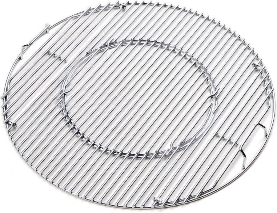 BBQNOVATION BBQ Systeem Grillrooster met doorsnede van 54 5 CM geschikt voor 57 CM Kogel BBQ's vervaardigd uit RVS passend op de 57 CM Weber Kogel BBQ