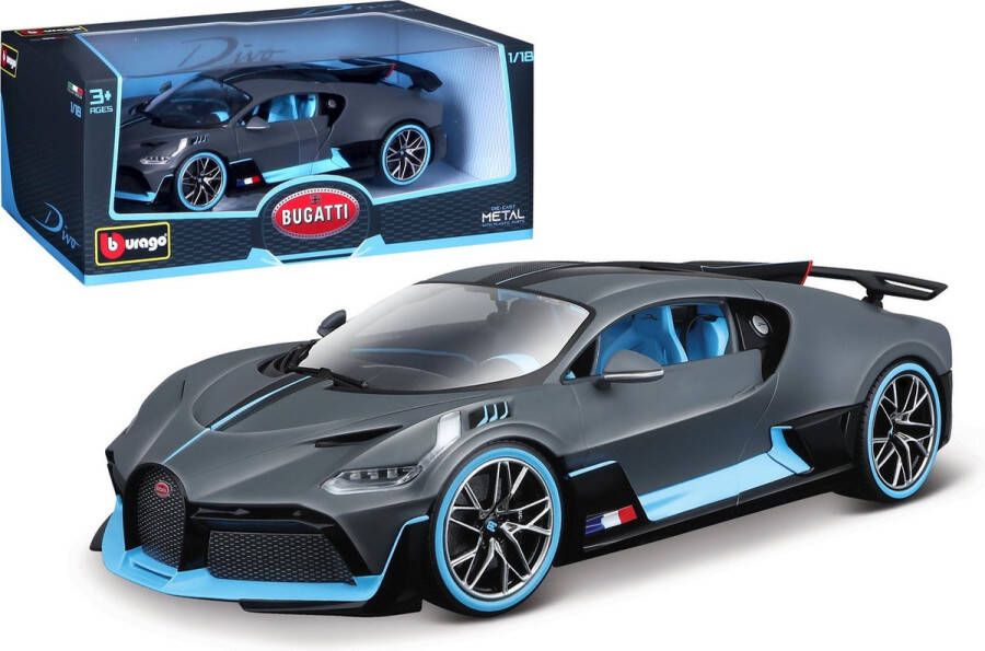 Bburago Bugatti Divo mat grijs blauw schaal 1:18 modelauto schaalmodel