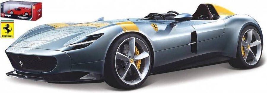 Bburago Ferrari MONZA SP1 RACE & PLAY grijs geel schaalmodel 1:18