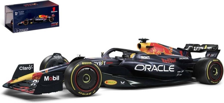 Bburago Red Bull F1 RB19 #1 Max Verstappen Formule 1 seizoen 2023 in luxe bewaarcase met helm modelauto schaalmodel 12 cm groot 1:43 nieuw model