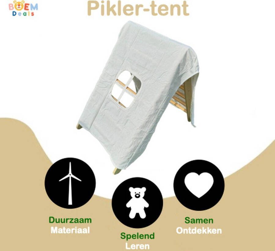 BD-Products Pikler Driehoek XL Klimdriehoek Houten Klimrek inclusief tent