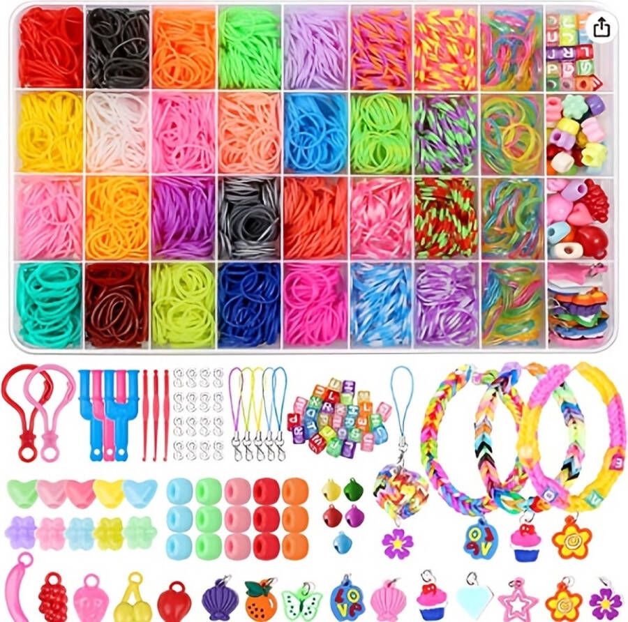 BDB Trading Elastiekjes Armband Kit Loom Armband Maken Kit Voor Meisjes En Jongens Diy Art Craft Kit Met Bedels Kralen Voor Beginners Verjaardagsfeestjes Kerstcadeau 12000 Stuks