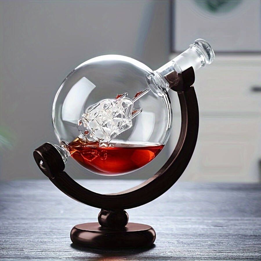 BDB Trading Whiskey Decanter Globe Set 2 Glazen (150 ml elk) Geschenken Voor Drankliefhebbers