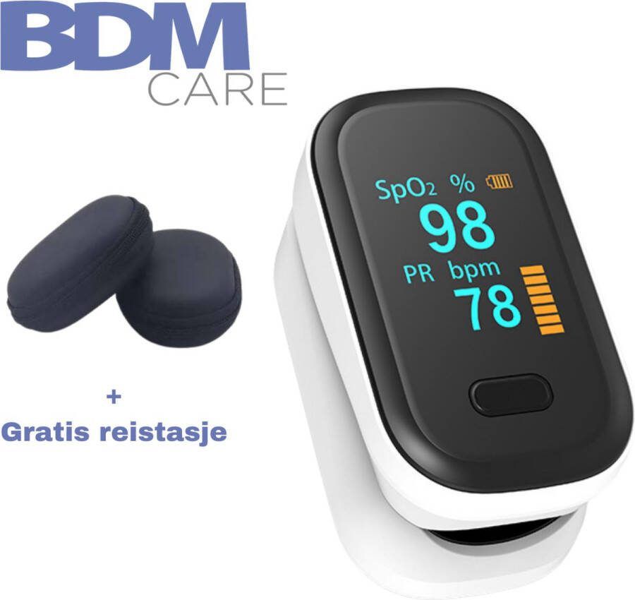 Bdm care Professionele Saturatiemeter Gratis reistasje BDMcare Wit Zuurstofmeter Vinger Hartslagmeter Oximeter Saturatiemeter Zuurstofmeter Vinger