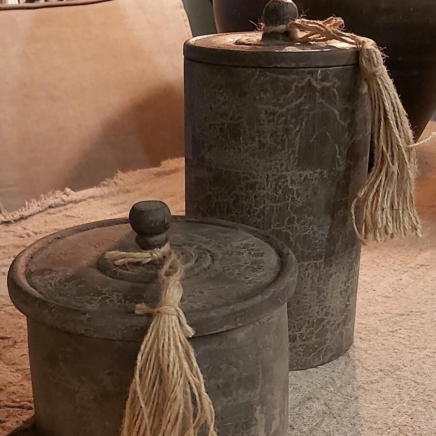 Be Uniq |voorraadpot| hout pot met kwast