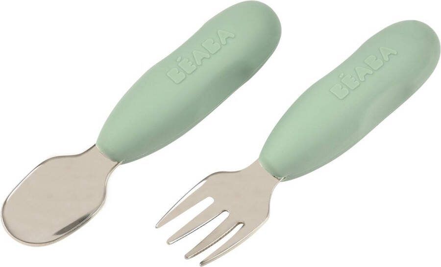 Béaba Pre-bestek Bestekset Set van 2 Vork en lepel Groen