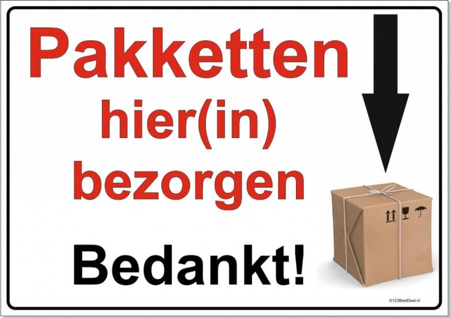 Beactiff A4 Bord Pakketten hier(in) bezorgen geen sticker instructiebord bezorger pakketdienst pakketbox pakketbrievenbus pakketkluis