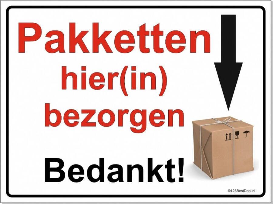 Beactiff Extra Duurzaam A5 Aluminium Bord Pakketten hier(in) bezorgen geen sticker instructiebord bezorger pakketdienst pakketbox pakketbrievenbus pakketkluis
