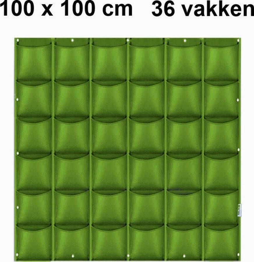 Beactiff Verticale tuin met 36 grote vakken 100cm x 100cm verticale tuin groen groene wand groene muur verticale moestuin zakken plantenhanger balkon plantenbak plantenzak 1x1 meter