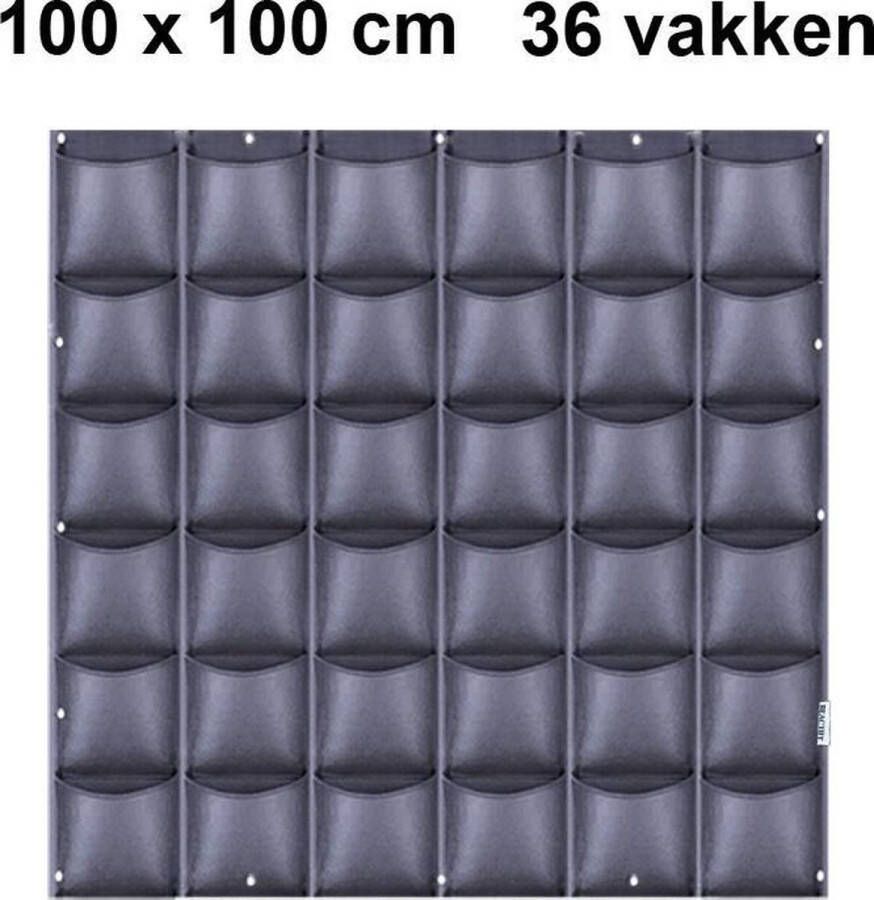 Beactiff Verticale tuin met 36 grote vakken 100cm x 100cm verticale tuin zwart groene wand groene muur verticale moestuin zakken plantenhanger balkon plantenbak plantenzak 1x1 meter