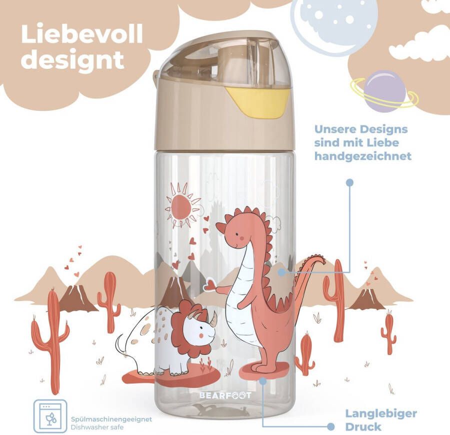 BEARFOOT Kinderwaterfles lichte waterfles dinosaurussen schoolbeker