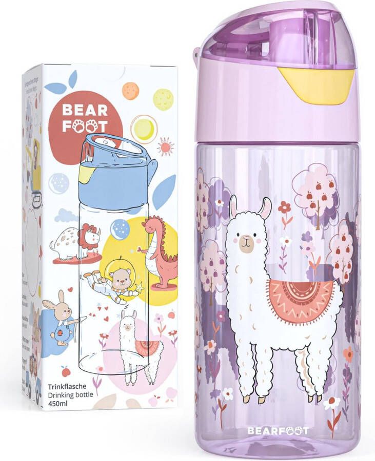 BEARFOOT Kinderwaterfles lichtgewicht waterfles lama schoolbeker