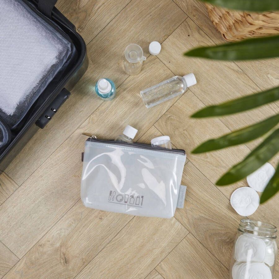 BEASY Reisflesjes set van 5 met accessoires handbagage navulbaar toilettas transparant – turqoise