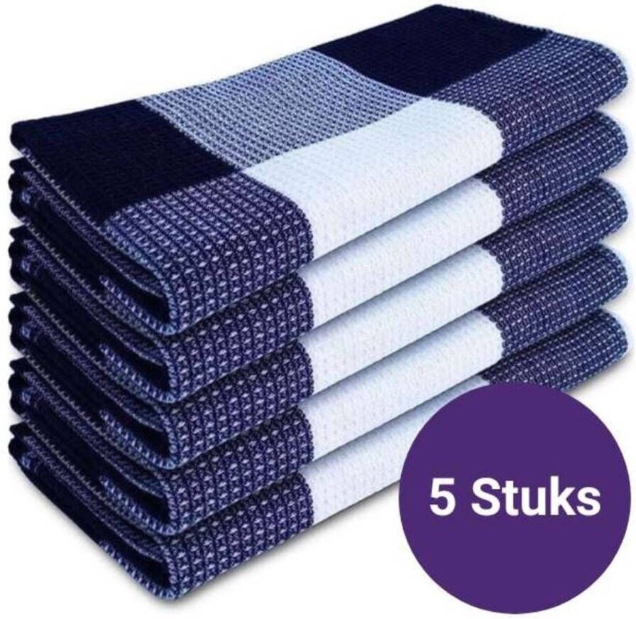 Beau Maison Theedoek Wafel 100% Katoen Theedoekenset 50x70 cm Set van 5
