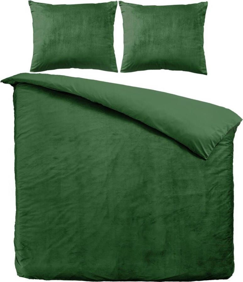 Beau Maison Velvet Dekbedovertrek Groen 2 persoons 200 x 200 220 cm