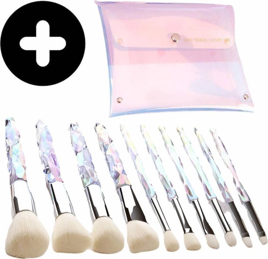 BeauRose Diamanten Make Up Kwasten Set Make Up Brush Oogschaduw Foundation Kwast Poeder Kwast Brush Make up Cosmetica Kwasten Set – Make Up Tasje Valentijn Cadeautje Voor Haar