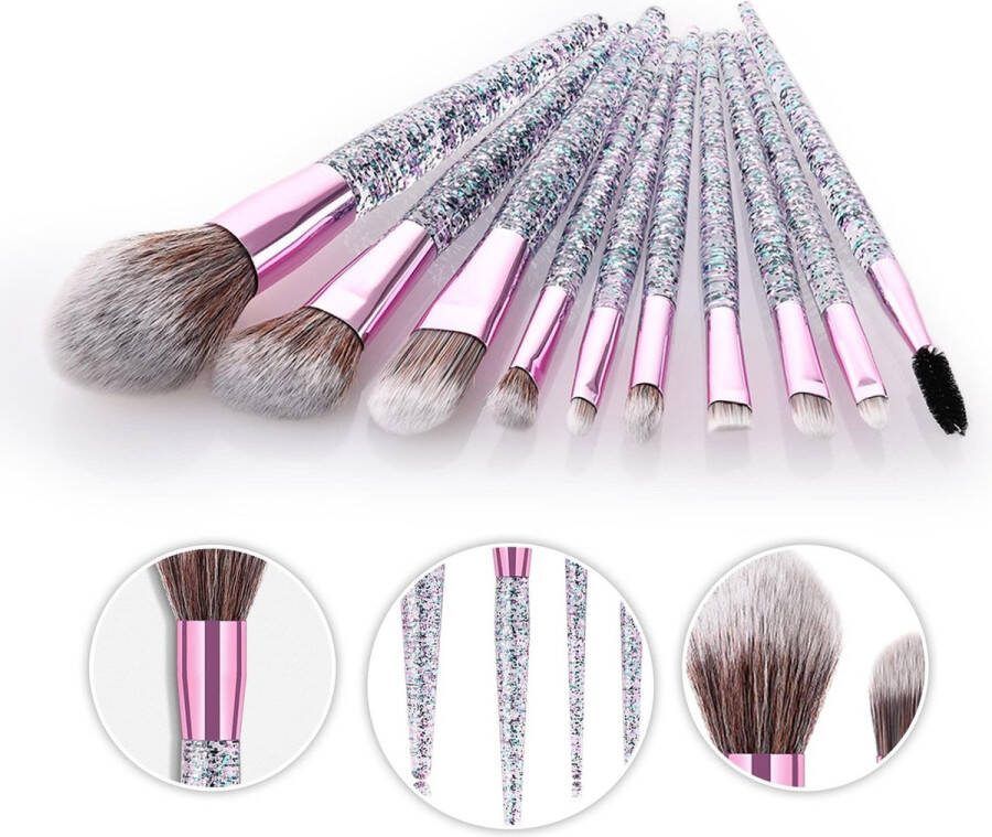 BeauRose Make Up Kwasten Set Make Up Brush Oogschaduw Foundation Kwast Poeder Kwast Brush Make up Cosmetica Kwasten Set – Make Up Tasje 10 Stuks