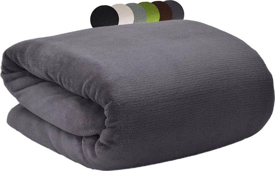 Beautissu Aurelia knuffeldeken antraciet 130x150 cm microvezeldeken knuffeldekens warme woondeken fleecedeken pluizige deken sprei