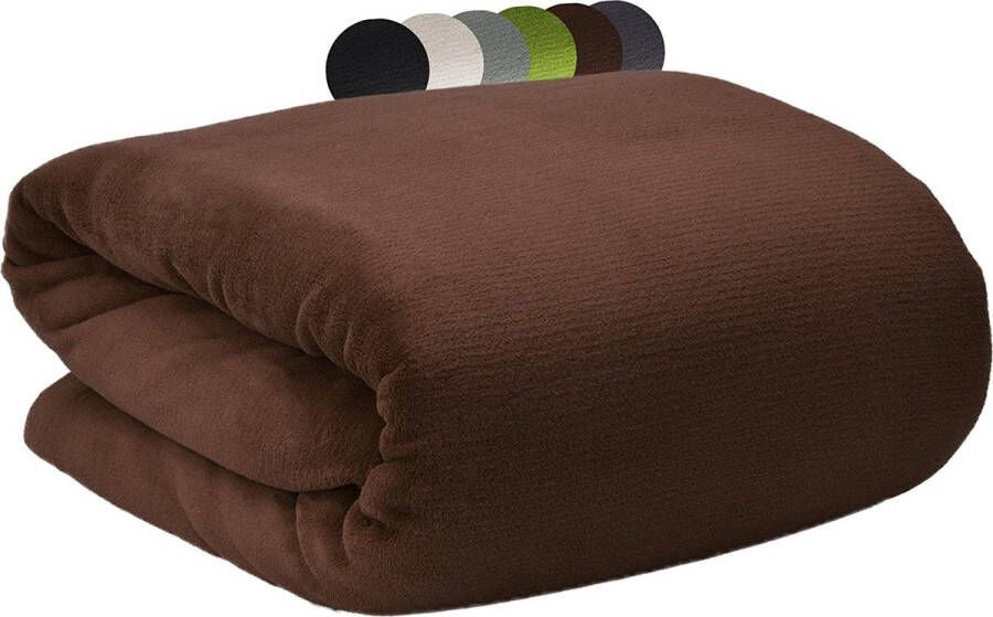 Beautissu Aurelia knuffeldeken 200 x 150 cm donkerbruin microvezeldeken knuffeldekens warme woondeken fleecedeken pluizige deken sprei