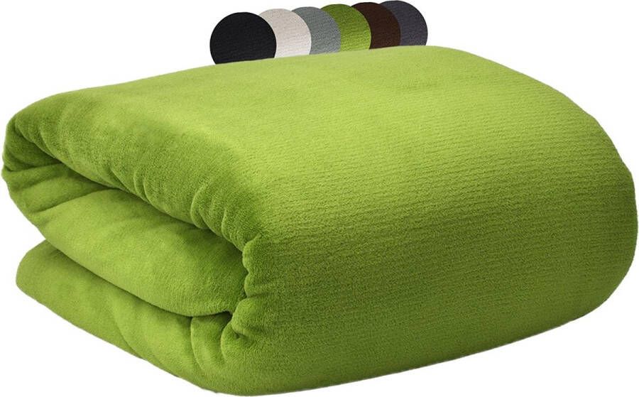 Beautissu Aurelia knuffeldeken 200 x 150 cm groen microvezeldeken knuffeldekens warme woondeken fleecedeken pluizige deken sprei