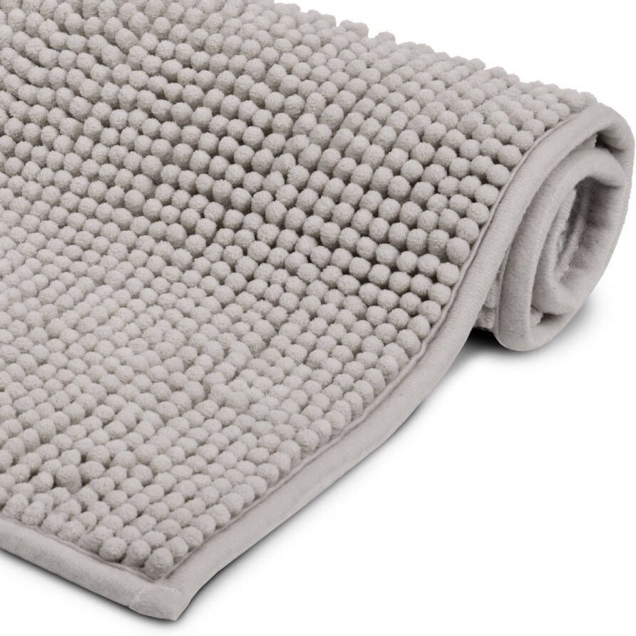 Elegance Beautissu Badmat Antislip 50x50cm Beaumare WR Douchemat Grijs Badmat WC Tapijt Vloermat voor Douche of Badkamer