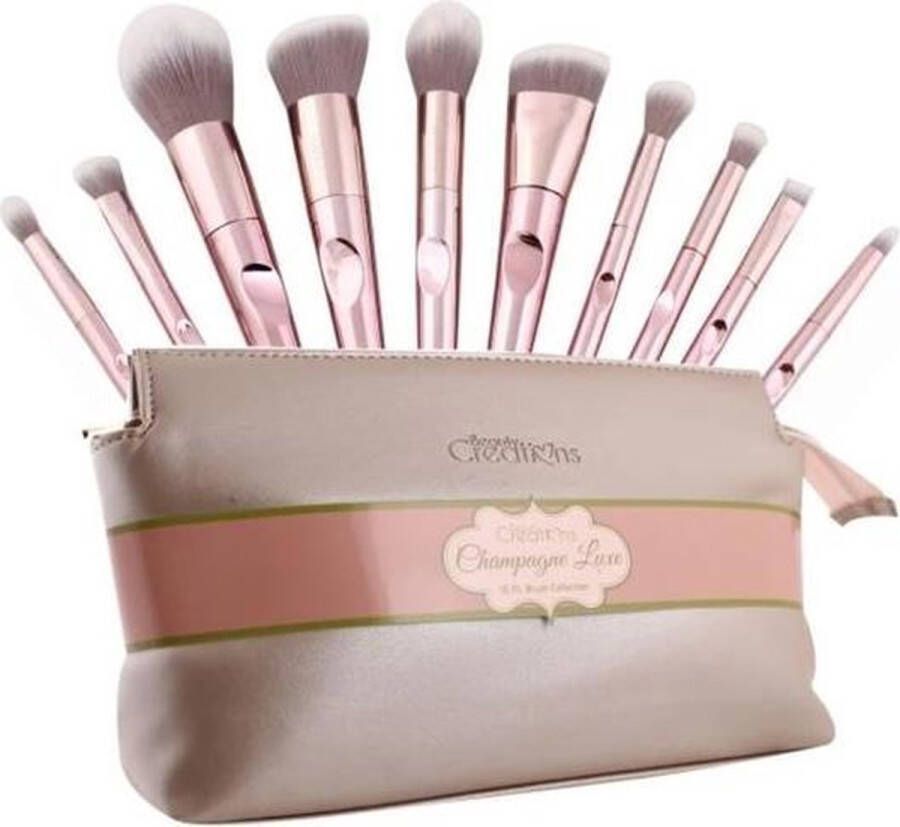 Beauty Creations Champagne Luxe 10pc Brush Set 11BSRGP Make up Kwasten Set