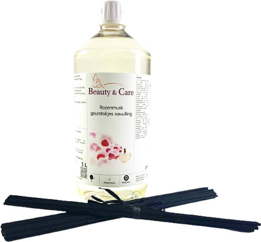 Beauty & Care Rozenmusk geurstokjes 1 L met 30 stokjes. new