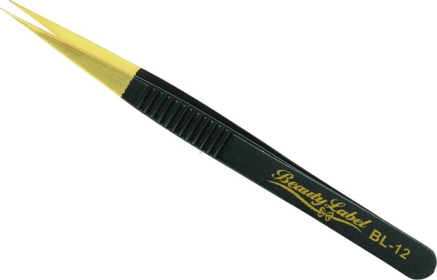 Beauty Label Pincet Lash Tweezer- BL-12 -Zwart Goud